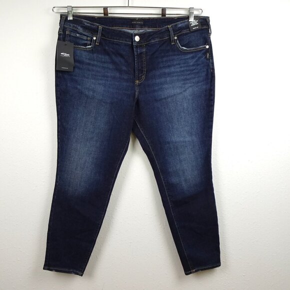 Silver Jeans Elyse Skinny Leg Women's Plus Size 22W Blue Denim Stretch - Picture 1 of 11